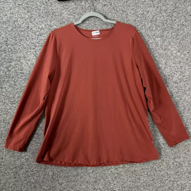 J.Jill Women's Size Large Red Pima Stretch Cotton Shirttail Tee