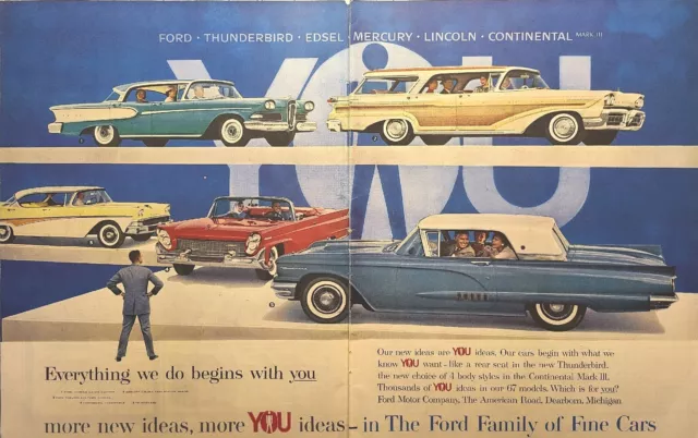 Ford Thunderbird Edsel Lincoln Mercury MCM Dearborn Mich. Vintage Print Ad 1958