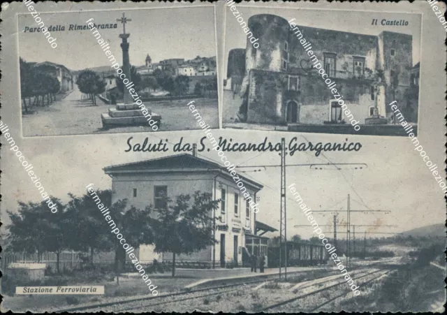 ap484 cartolina saluti da s.nicandro garganico interno stazione foggia