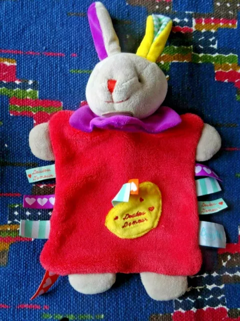 Np /  Doudou D'amour Plat Lapin Gris Les Zetik't Jaune Rose Violet Coeur Ttbe