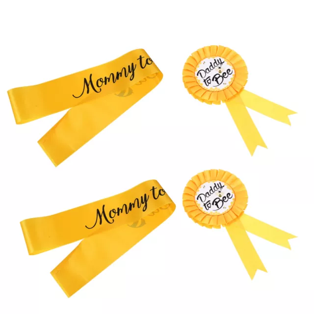 2 Sets Bee Badge Shoulder Strap Theme Mommy to Sash Papa Gifts