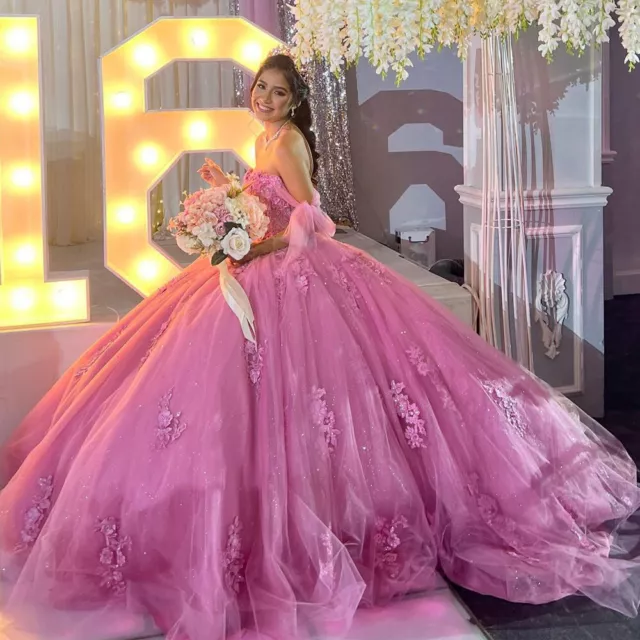 Sweet 16 Quinceanera Dresses Ball Gown Off Shoulder Flowers Vestidos De 15 Años Sweet 16 Quinceanera Dresses Ball Gown Off Shoulder Flowers Vestidos De 15 Años