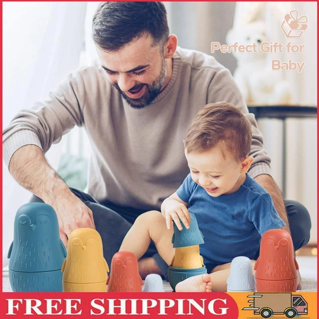 Color Size Matching Toys Gifts Montessori Toy for Boys Girls (Blue Penguin)