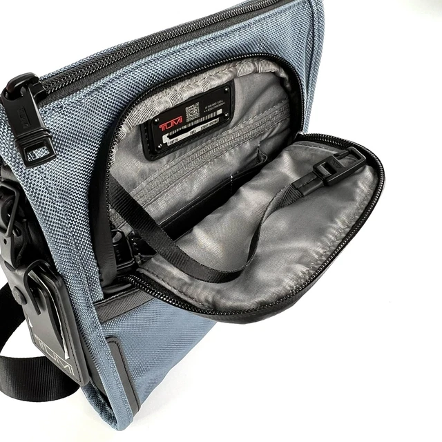 TUMI Alpha 3 Pocket Bag Small Storm Blue with Black Trim 7