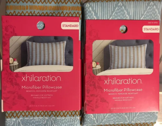 xhilaration TWO STANDARD Microfiber Pillowcases Benzoyl Peroxide Resistant NWT