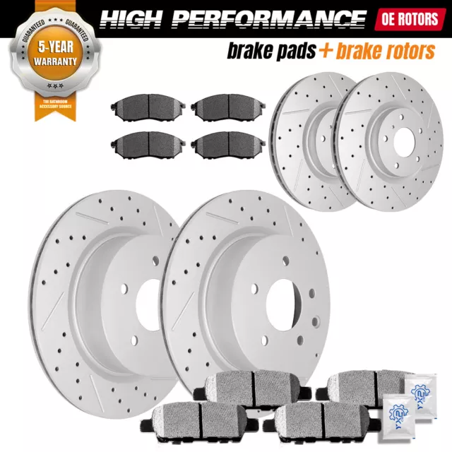 Front Rear Drilled Disc Rotors Brake Pads for Nissan 370Z Infiniti G35 G37 QX50