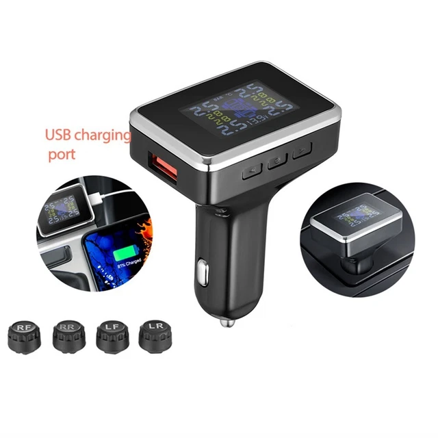 Solarbetriebene TPMS Auto Reifen Überwachungssystem+4 Externe Sensoren