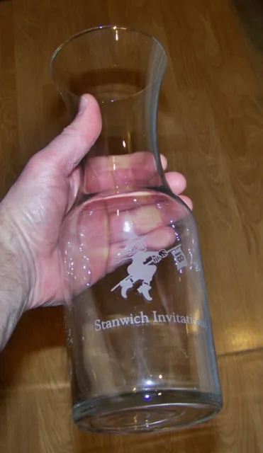 THE STANWICH CLUB INVITATIONAL Etched Glass Bottle Vase Carafe Golf Souvenir Art