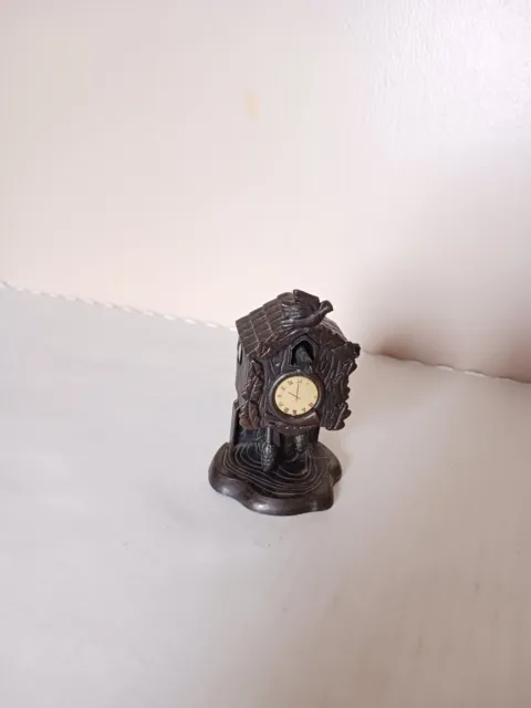 Vintage Metal Miniature Cuckoo Clock Bird Pencil Sharpener Collectible