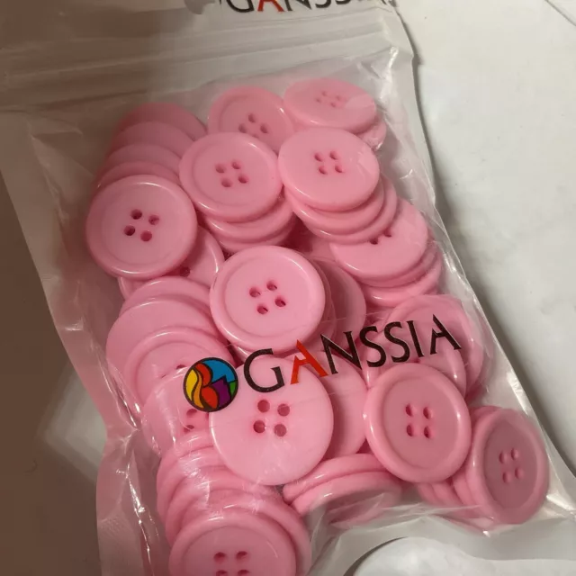 GANSSIA 7/8 Inch (22.5Mm) Pink Button Resin Sewing Buttons for Garment and DIY
