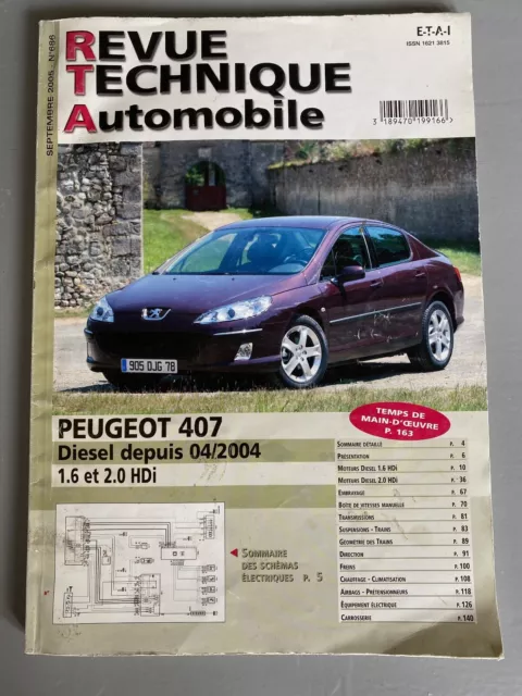 Revue Technique Automobile Peugeot 407 Diesel 1.6 et 2.0 hdi depuis 04/2004