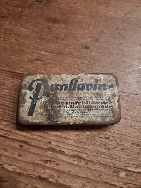 antike Blech Tablettendose Panflavin Pastillen Bayer Leverkusen Dose Werbung