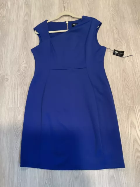 NWT Ronnie Nicole Cobalt Blue Sleeveless Lined Knee Length Shift Dress Size 14