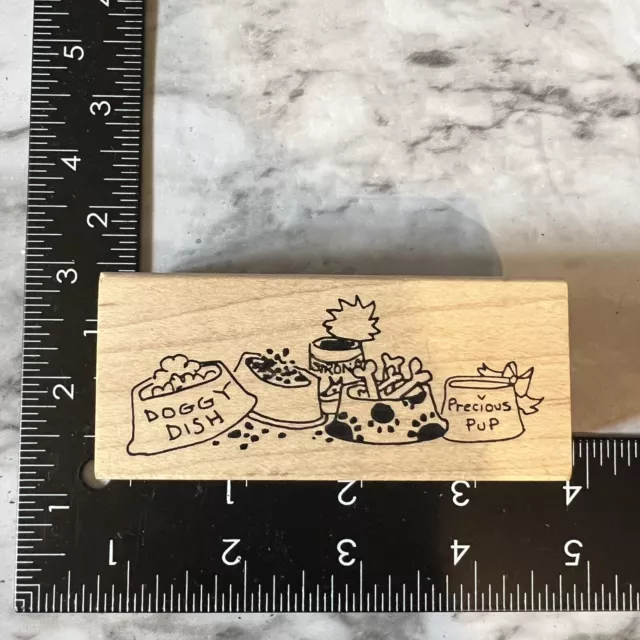 Rubber Stamp Dog Border Doggy Dish Bones Paws Pup