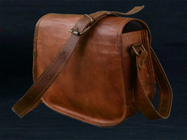 Femme Genuine Sac à Main Marron Cuir Bandoulière Messager Ordinateur Portable