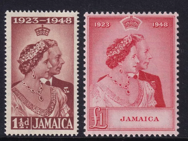 JAMAICA-1948 Royal Silver Wedding Set Sg 143-144 MOUNTED MINT