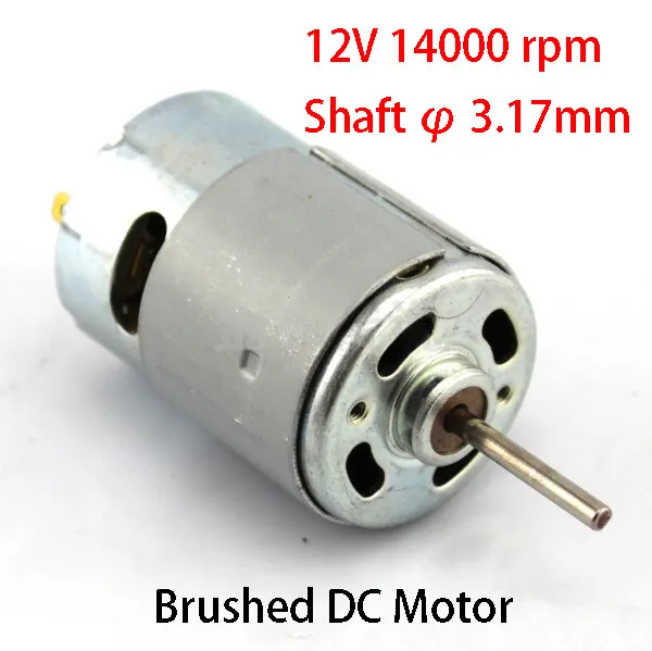 Brushed DC Motor 12V 14000 rpm Long D-Shaft Carbon Brush Electric Motors Toy DIY