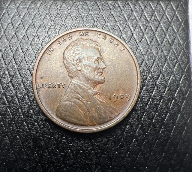 1909 VDB Lincoln Head Wheat Cent Bronze BN Penny Au-Bu High grade (SKU640)