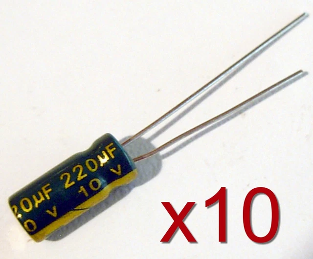 10x Condensateur électrolytique 10V 220uF Electrolytic Capacitor 5x11mm