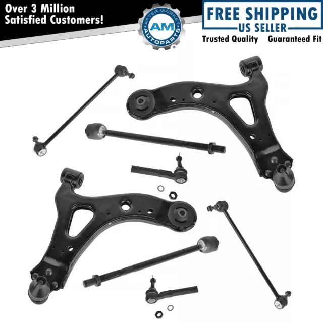 8 Piece Steering & Suspension Kit Control Arms Tie Rods Sway Bar End Links New