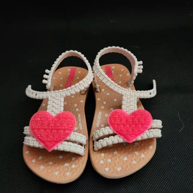 Ipanema Toddler Baby Sandals My First Ipanema In Pink and Tan with Heart Size 6 2