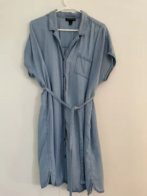 A Pea In The Pod CHAMBRAY FRONT BUTTON MATERNITY DRESS Size Large
