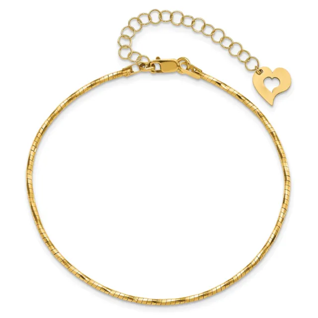 14k Yellow Gold 1.5mm Polished2in. Extension Round Twisted Omega Chain Bracelet