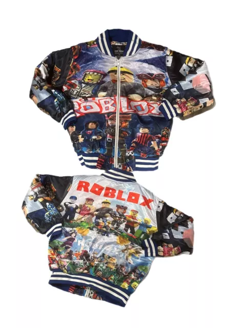 Unisex Kids Bomber Jacket Size 8/9 Multicolor Roblox Family Long Sleeve Full Zip