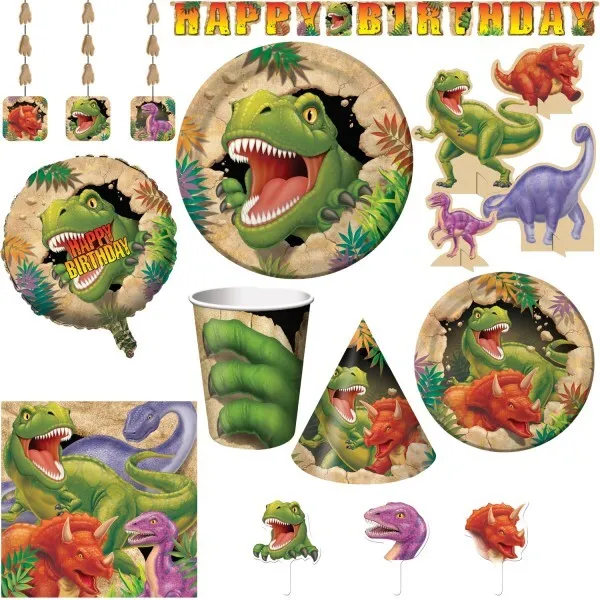 Dinosaurio Cumpleaños Niños Dino Decoración de Fiesta Set Artículos Niño