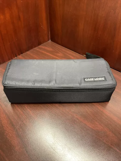 Estuche de transporte de cinta de casete lógico vintage 15 capacidad soporte de almacenamiento negro