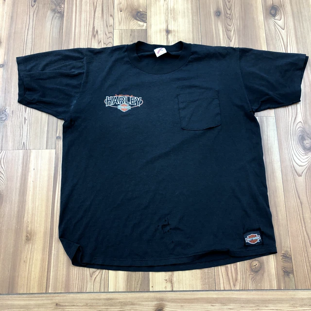 80s' Vintage Jerzees Black Harley Davidson Motorcycle T-Shirt Adult Size XL