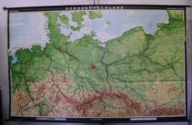 Schulwandkarte Wandkarte Schulkarte Alte Karte Norden Deutschland 270x167cm 1973