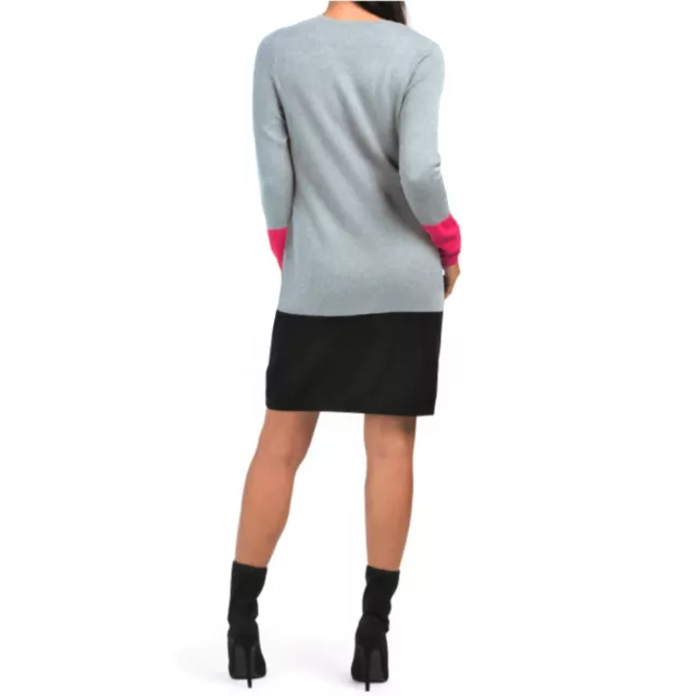 NWT Nicole Miller Cotton Blend Knit Color Block Sheath Sweater Mini Dress   S-XL 2