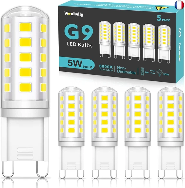 Lot De 5 Ampoules LED G9 Blanc Froid 5W (équivalent 50W) - Marque Wonkelly - Neuf