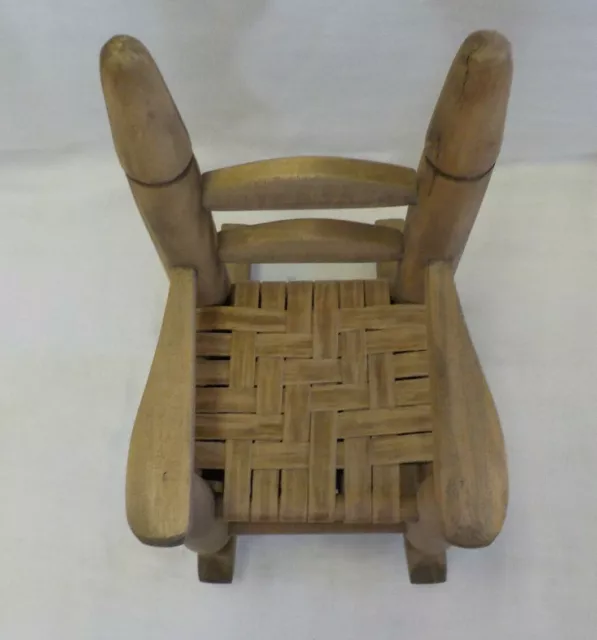 Vintage 1970's Wooden Doll Rocking Chair 12" Tall Dovetailed ? Cane Seat Sturdy 2