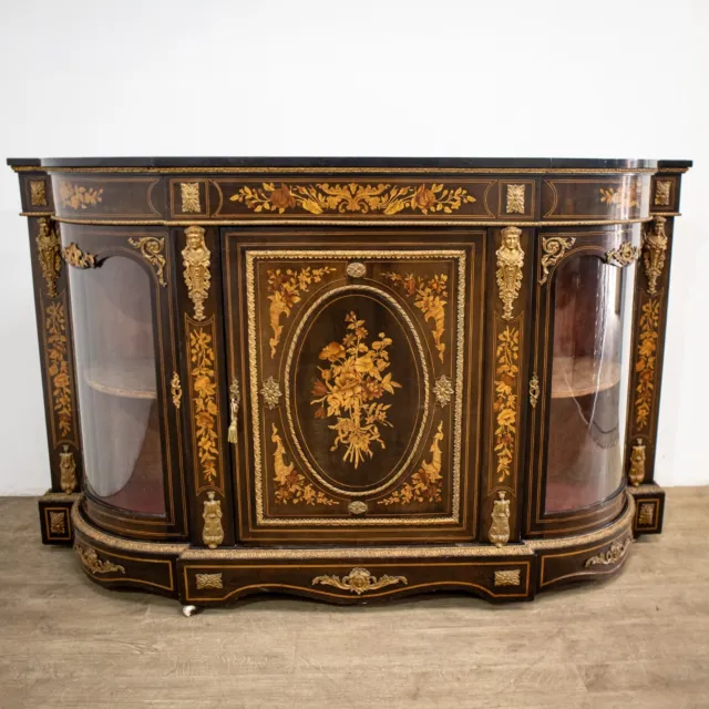 Victorian Inlaid Credenza Display Cabinet