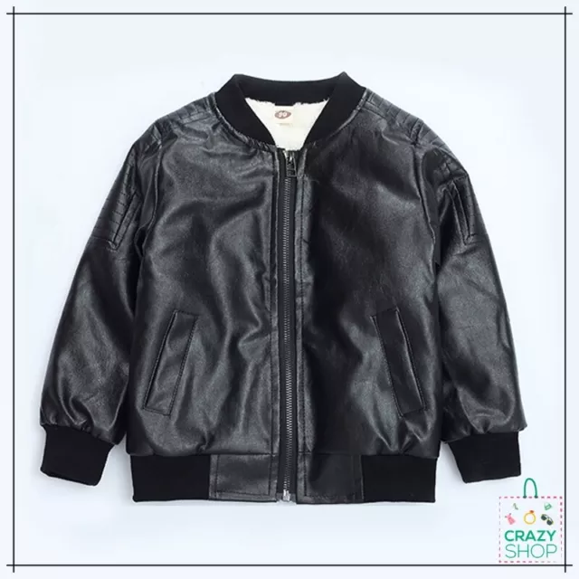 Giubbino Ecopelle  Felpato  Kids Abbigliamento Per Bambini Cappotto
