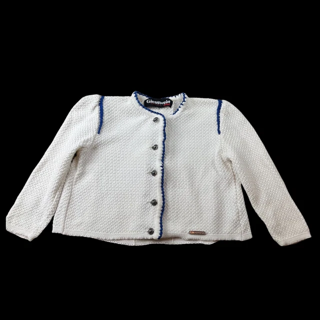 Giesswein Girls White Sweater With Embroidered Flowers Size 4 Does Have Stains