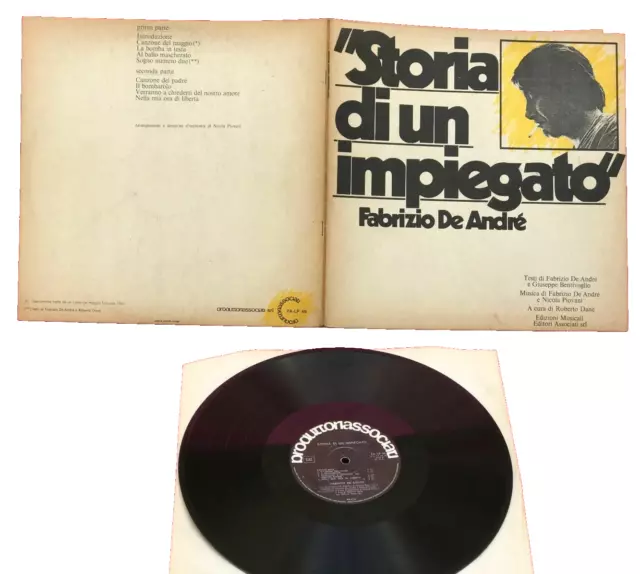 ❤️❤️ 13 FABRIZIO DE ANDRE STORIA DI UN IMPIEGATO LP 33 originale  IDEA REGALO