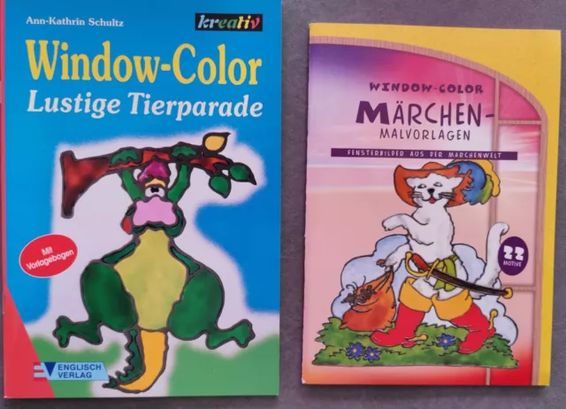 Window color Malvorlagen Motiv Vorlagen, Lustige Tierparade, Märchen, NEU