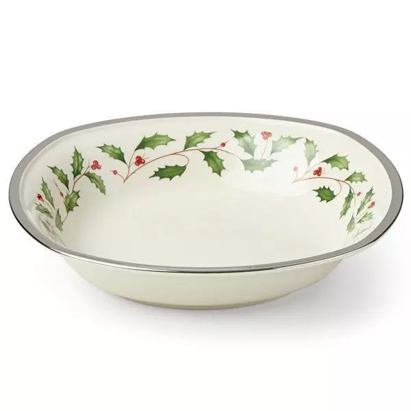 Lenox Holiday Ivory Platinum Square Soup Bowl Christmas China Dinnerware 1Q New