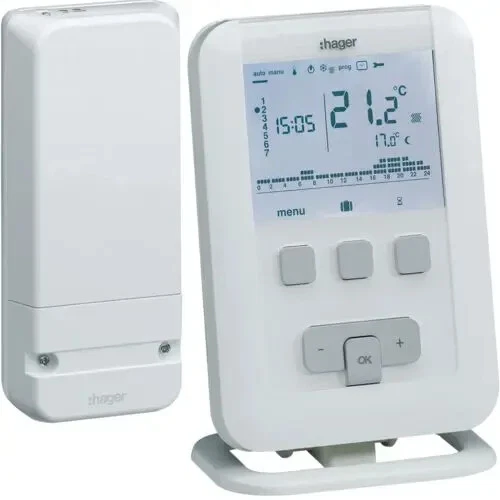 Kit Thermostat d'ambiance programmable radio HAGER EK560 + Récepteur - Neuf