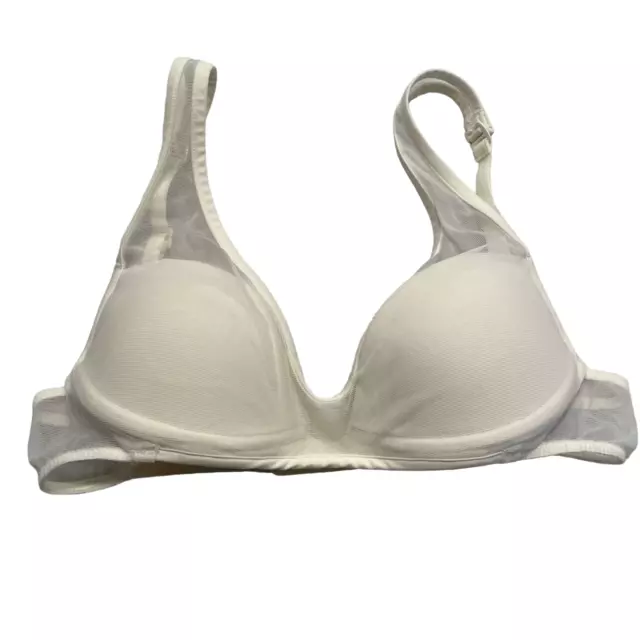 La Perla Size 32B Timeless Underwire Push-Up Bra Off-White Padded Sheer Mesh