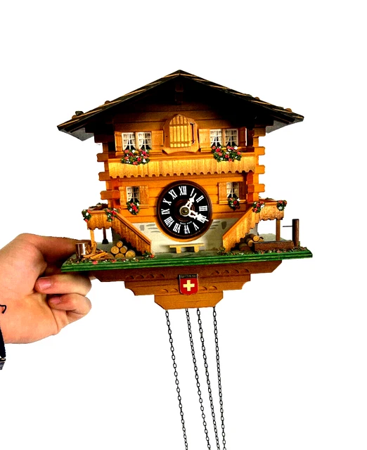 Lötscher® - cuarzo - reloj de cuco / casa suiza | reloj vintage - H: 19 cm
