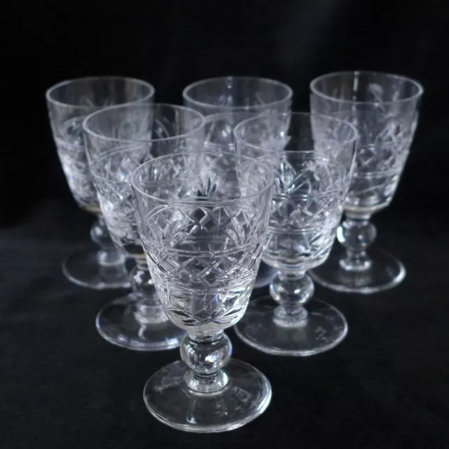 Set Of Six Stuart Crystal Imperial Cut Pattern Sherry Wine Glasses- A1 Condition