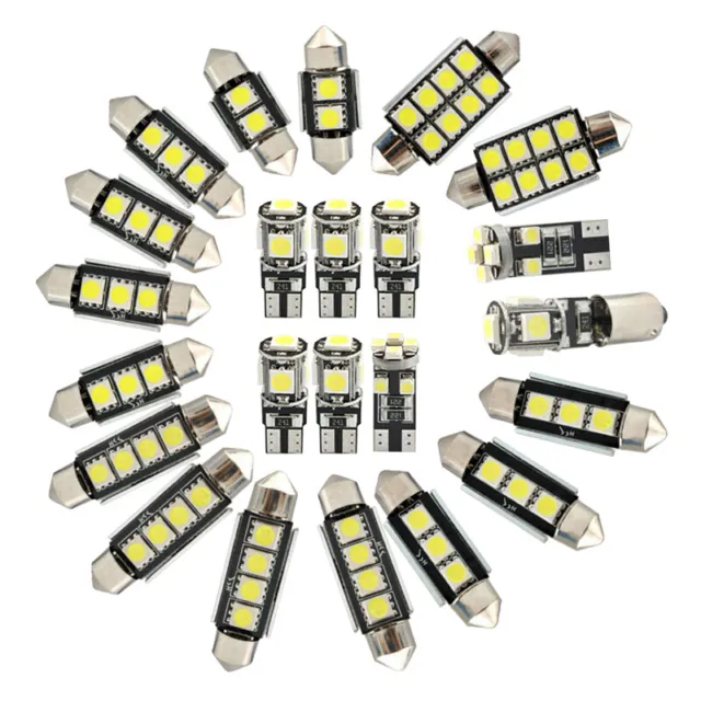 23pcs LED White Car Light Bulb Interior Map Dome Trunk License Plate Lamps Kits