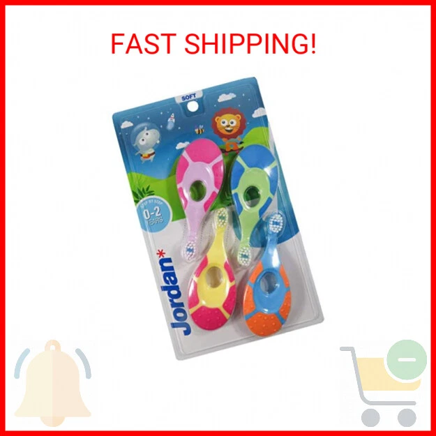 Jordan Step 1 Baby Toothbrush, Soft Bristles, BPA Free - 4 Pack for 0-2 Years.