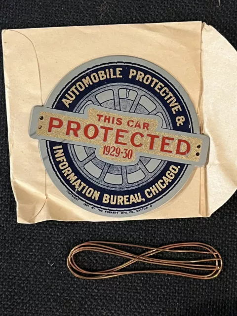 Original Auto Bureau Chicago This Car Protected Radiator Badge Tin Sign Original Auto Bureau Chicago This Car Protected Radiator Badge Tin Sign