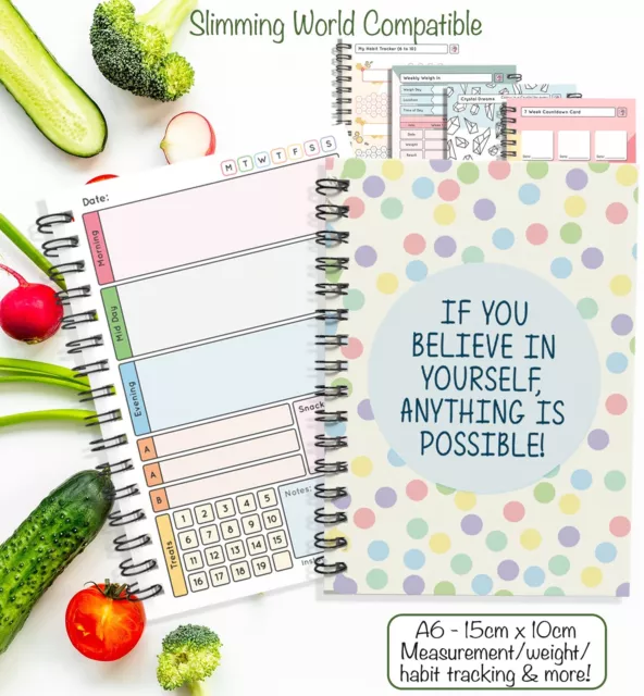 Food Diary Diet Journal Handy Size 7 week Weight Loss Tracker A6 PLANNER book /