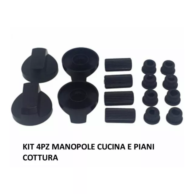 Kit 4 Pz Manopole Pomelli Universali Cucina Piano Cottura Nero